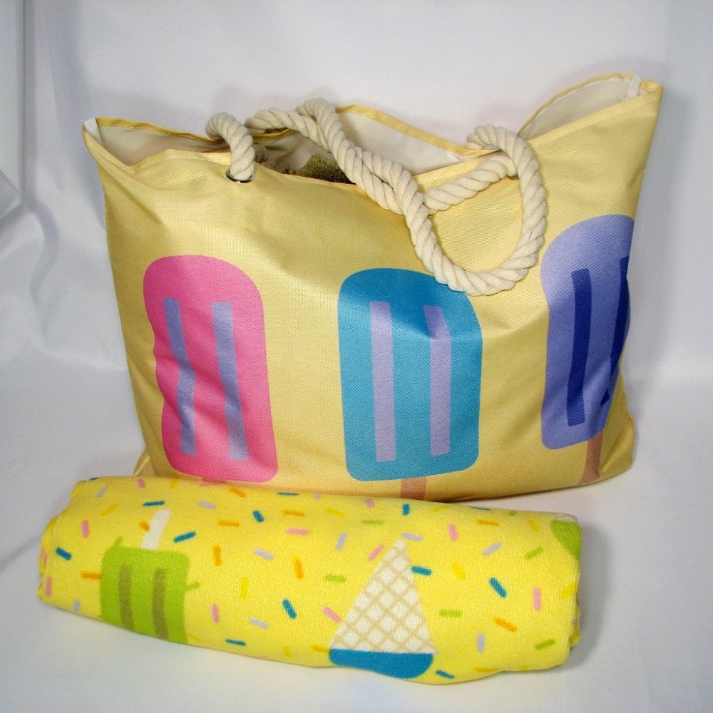 LAST ONE Beach Bag Beach Towel Ice CreamSet - Picture 1 of 5